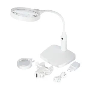 Moderno flexível Gooseneck Desktop dupla lente LED lâmpada venda de lupa com clipe