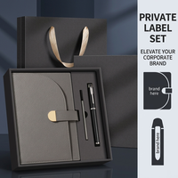 Ensemble cadeau d'entreprise de luxe avec logo personnalisé, carnet en cuir PU, stylo à bille en métal, papeterie de direction, boîte et sac