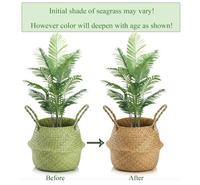 Panier de rangement écologique en jonc de mer avec poignées, tressé à la main, imperméable, pour plantes, couvertures, salon (D20*23cm)