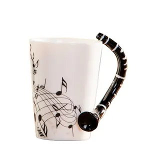 Gelas Mug Kopi, Mug Instrumen Musik Kustom, Cangkir Kopi Keramik Pegangan Clarinet Oboe Flute Piccolo