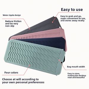 In-stock Hair Straightener Silicone Heat-Insulating Mat <b>Perm</b> <b>Rod</b> Anti-Scald Storage Bag Electric Flat Iron Curling Wand - Product Image 4