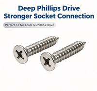 Vis autotaraudeuses à tête plate Deep Phillips Drive SS201 en acier inoxydable M3.5/M4.2 pour meubles