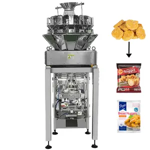 Automatische wasserdichte lebensmittelbeutel-verpackungsmaschine, gefrierter frischer hähnchen nuggets wiege- und verpackungsmaschine