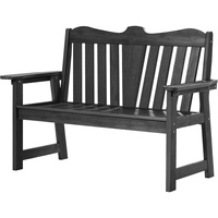 Banc de jardin noir surdimensionné en plastique HIPS imitation bois, capacité de charge de 800 lb, résistant à la rouille, quincaillerie en acier inoxydable pour parc et patio
