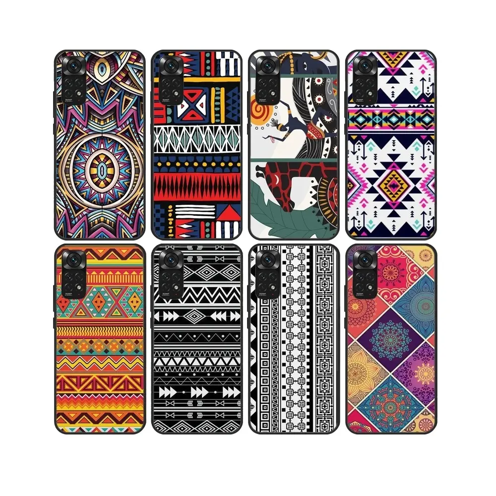 1000 + design personalizzato tribale azteco geometrico Silicone stampa UV custodia sublimazione per Redmi Note 12 8 9 Pro 11S 10S 9S 9A 9C 10C