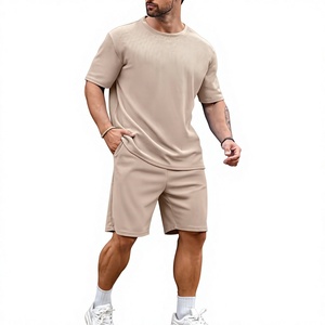 Ensemble de survêtement décontracté pour homme OEM, t-shirt à manches courtes et short, deux pièces, 2 poches, coupe oversize, pour le quotidien - Product Image 1