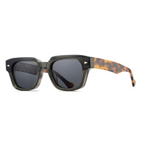 Lunettes de soleil carrées rétro Viff EE01014, monture en acétate avec verres TAC, décoration triangulaire en métal, plusieurs options de couleurs