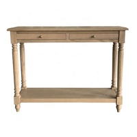 Console de salon W5830-2S Lucius de style français, en chêne massif européen, antique, avec tiroirs, pour appartement