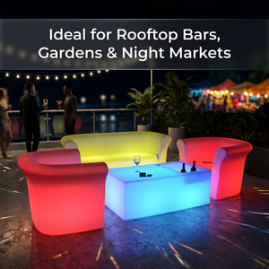 Modern <strong>Outdoor</strong> LED <strong>Bar</strong> Furniture <strong>Set</strong> Waterproof PE Plastic Luminous Sofa and Table Glow in the Dark Chair for Nightclub Event - Product Image 3