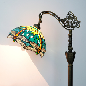 Tiffany Lampadaire Vert Libellule Style Vitrail Arqué Col De Cygne Réglable Angle Lampadaire pour Salon Chambre - Product Image 4