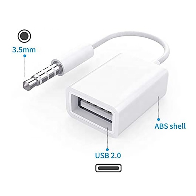 Xput USB2.0 a Female OTG Converter Cable 3.5MM Male Aux Audio Plug Jack Audio Adapter Cord