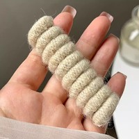 Élastiques à cheveux en fil de laine, style cordon téléphonique, 7 cm, faits main, rayés, spirale, haute élasticité, épais, coupe ample, pour femmes et filles