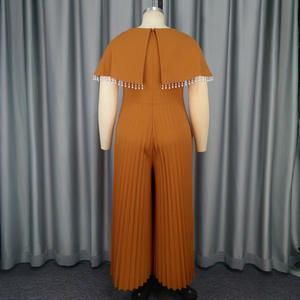 Cape Sleeve High Waist Jumpsuit Women's Party Pleated Skirt <b>Pants</b> Fashion - Product Image 4