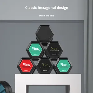Mancuerna Ajustable TEZEWA con Revestimiento de Goma Hexagonal, Mezcla de HDPE+Arena de Hierro, 5 kg, para Uso Doméstico, Unisex, Entrenamiento de Músculos del Brazo - Product Image 1