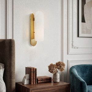 Nordic-style <b>LED</b> bedside wall lamp featuring luxury marble—ideal for home decor in bedrooms, living <b>rooms</b> hotel feature walls - Product Image 3