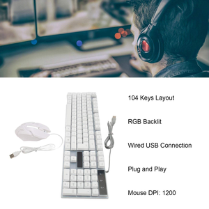 Clavier mécanique programmable LED 7 couleurs + <span class=keywords><strong>souris</strong></span>, ensemble combo de jeu USB - Product Image 5