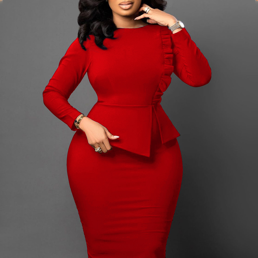 Shop Our Women's Red Ruffle Trim Dress - Perfect for Parties
