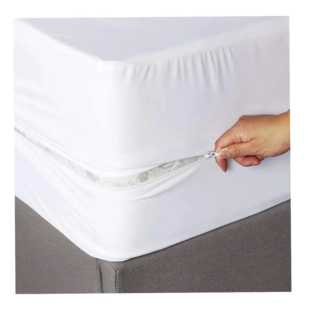 Premium tahta kurusu Proof Kutusu Bahar Encasement Su Geçirmez Fermuarlı Yatak Koruyucu Kutusu yaylı şilte Kapak yatak koruyucu