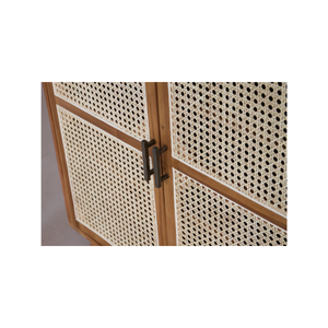 Elegant Modern 2DR Teak Wood & Rattan Living Room Cabinet with Durable Intricately Woven Doors for Storage Home Furniture - Product Image 5