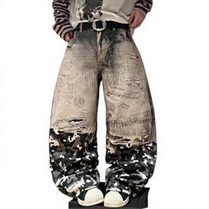 Jeans Anchos de Cintura Alta para Hombre, Estilo Casual, con Estampado Paisley, Tallas Grandes, Marca Hardihood International - Product Image 1