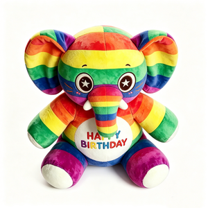 Peluche d'éléphant arc-en-ciel personnalisée, peluche d'éléphant pour anniversaire, jouet en peluche d'éléphant coloré - Product Image 3