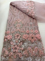 Nouveau Tissu de Luxe Émirats Arabes Unis en Dentelle de Perles, Tulle Brodé et Paillettes pour Robe de Mariée Émirats Arabes Unis