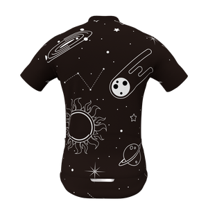 HIRBGOD Maillot de <span class=keywords><strong>cyclisme</strong></span> Aero Fit unisexe motif planète noire adapté à la course avec manches rondes trois poches arrière - Product Image 3