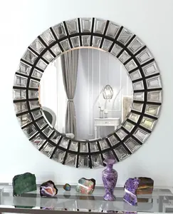 Роскошное декоративное зеркало для гостиной, сверкающее 3D круглое настенное зеркало для дома и отеля