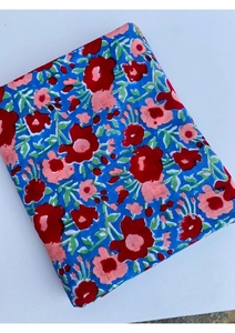 Tissu en coton imprimé à la main indien, motif floral bohème, tissu indien pour quilting, tissu en pur coton fait main pour femmes - Product Image 3