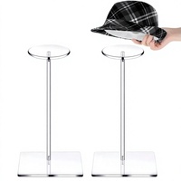 Expositor de Acrílico Transparente de Grado Óptico, Diseño Profesional ODM, Soporte de Dos Niveles para Sombreros y Pelucas, para Exhibición en Salones y Tiendas