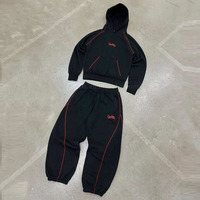 Ensemble survêtement pour homme, veste et pantalon en coton éponge à couture inversée, impression personnalisée OEM, surdimensionné, délavé, coupe courte