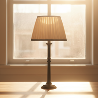 Lampe de table plissée haut de gamme en tissu, lumière d'ambiance flexible, abat-jour élégant beige Empire, base en métal noir élégante