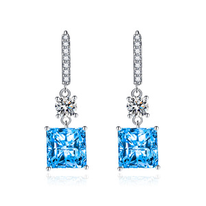 Fashion Silver Plated <b>Jewelry</b> <b>Princess</b> Square Ear Buckle Multiple Colors Micro Inlaid Zircon Earrings for Women - Product Image 4