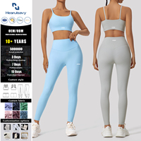 Set Yoga 2 Potong Wanita Tahan Air Tanpa Jahitan Legging Pinggang Tinggi & Sport Bra dengan Pinggang Elastis untuk Gym Pilates Pemakaian Sehari-hari