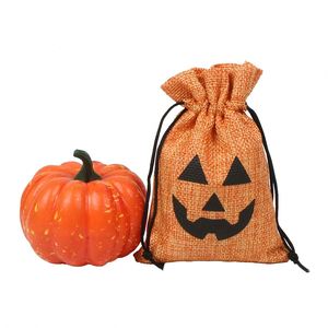 Bolsa de Regalo de Algodón Ecológica con Diseño de Halloween y Logotipo de Calabaza Sonriente para Guardar Dulces y Bocadillos en Fiestas - Product Image 1