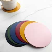 Tapis de tasse à thé en cuir PU double face de couleur unie sous-verre d'isolation thermique imperméable et antidérapant pour un usage domestique Design créatif simple