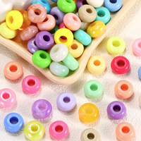 Perles en acrylique de 14 mm de marque QC Yiwu, plaquées couleur, à grand trou, perles lâches, accessoires de bijoux DIY, séparateurs de perles faits à la main