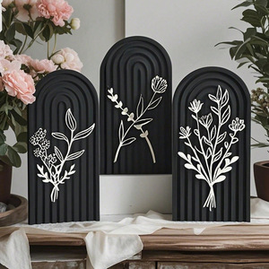 Bandeja Decorativa Floral en Forma de Arco de Madera, Estilo Bohemio, Decoración para Sala de Estar, Adorno Artesanal de Madera Sólida - Product Image 5