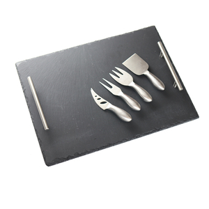 Vente en gros 12 "X 16" Grande planche à fromage en ardoise et ensemble de couverts en acier inoxydable Assiettes à dîner en pierre d'ardoise - Product Image 6