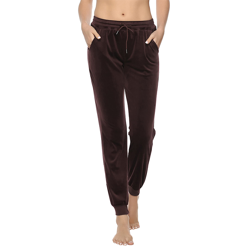 Pantaloni da jogging in velluto con coulisse solido Pantaloni sportivi caldi e versatili per abbigliamento da donna autunno inverno  200000345