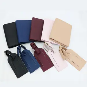 Personal isierte benutzer definierte Saffiano Leder Passport Travel Wallet und Gepäck anhänger Sets