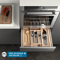 Diseños de cocina completos personalizados modernos, Isla de cocina con acabado mate y fregadero de gabinetes para proyectos de apartamentos económicos de fábrica