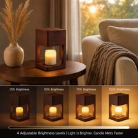 Lampe chauffe-cire électrique moderne sans flamme pour aromathérapie, base en bois, 2 ampoules, pour la fonte de cire, fourniture d'usine
