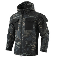 Veste Softshell Tactique d'Extérieur Hiver Homme, Imperméable et Respirante, Doublure Polaire, Motif Camouflage, en Tissu 'Beetle Shark Skin' avec Empiècements Longs