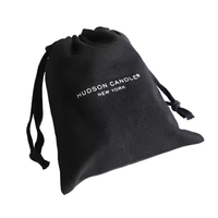 Sacs à cordon noirs réutilisables personnalisés Pochette à bijoux Bande côtelée Sac cadeau Sac à poussière en toile pour emballage