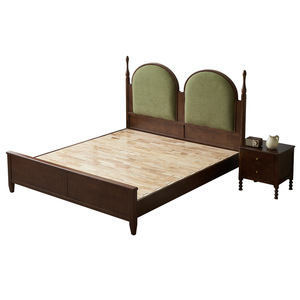 French Vintage Solid Wood Bed 1.5m 1.8m Soft Headboard Platform Bed For Bedroom - Product Image 2