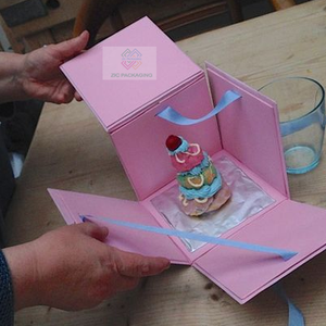 Sinh Thái Thân Thiện Với Sinh Nhật Xử Lý Màu Hồng Bánh Sô Cô La <span class=keywords><strong>Pop</strong></span> out Hộp Cupcake Bánh rán Sushi Brownie Cookie Giấy Đóng Gói Hộp Với Ribbon - Product Image 1