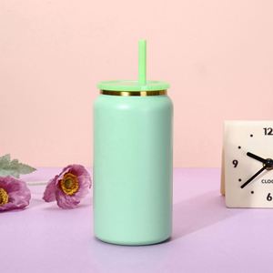 Nuevo Estilo Vaso de Acero Inoxidable de 16oz con Doble Pared, Recubrimiento al Vacío y Acabado en Polvo, con Tapa y Pajita de Color para Bebidas, Ideal para Fiestas, Ecológico - Product Image 2