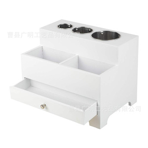 Caja de almacenamiento de madera con cajones, organizador de cosméticos blanco para baño, cocina y dormitorio. - Product Image 3