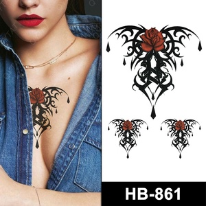Stock di Body Art donna nuda trasferimento acqua popolare bella stampa a colori temporanea con inchiostro finto fiore rosa tatuaggi tribali - Product Image 4